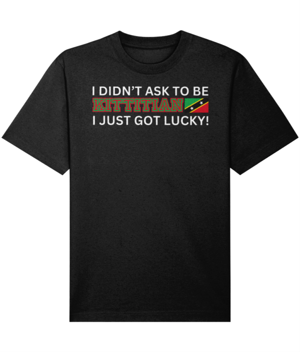 T-SHIRT - 100% Organic Cotton - ST KITTS Lucky (Text Wh)