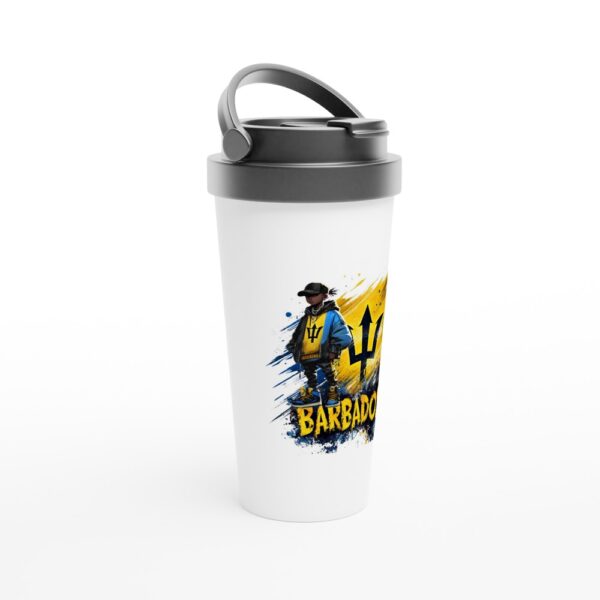 White 15oz Stainless Steel Travel Mug | BARBADOS
